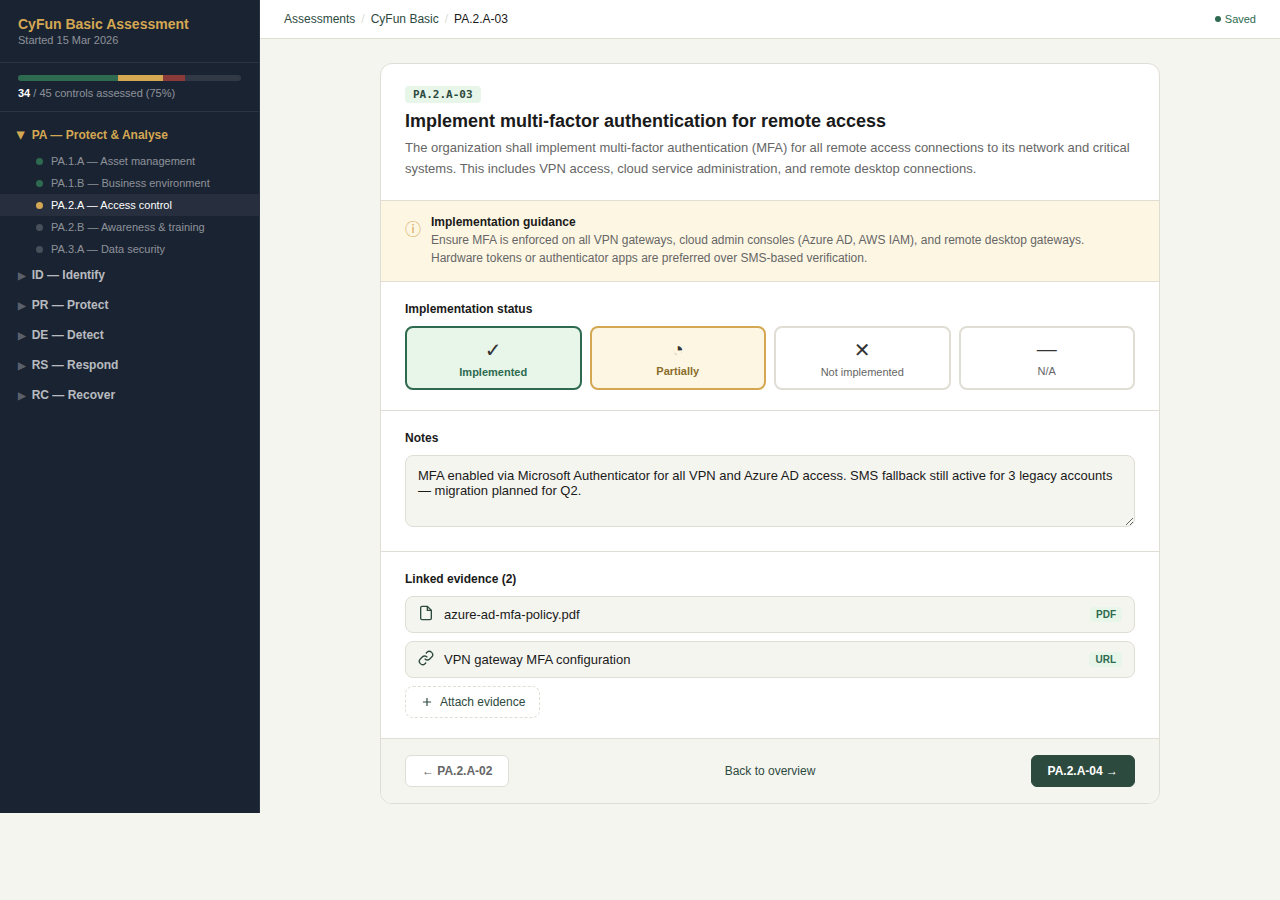 Évaluation CyFun guidée